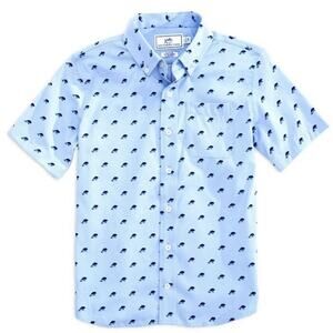 Southern Tide Shirt Mens Sm Blue Dolphin Print Intercoastal Performance Stretch
